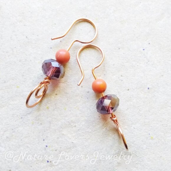 Handmade & One-of-a-Kind Dangle Earrings! Mauve & Mango Tango! Tropical Colors! - Picture 5 of 8